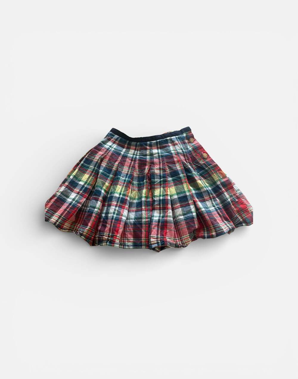 Vintage Polo Ralph Lauren Plaid Pleated Cotton Madras Mini Skirt